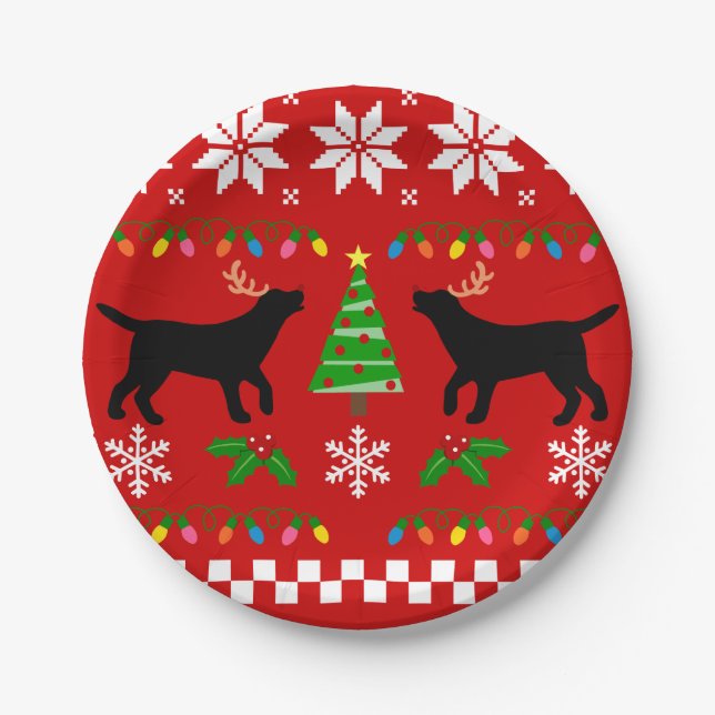 Assiettes En Carton Noël noir d'andouillers de Labrador (Devant)