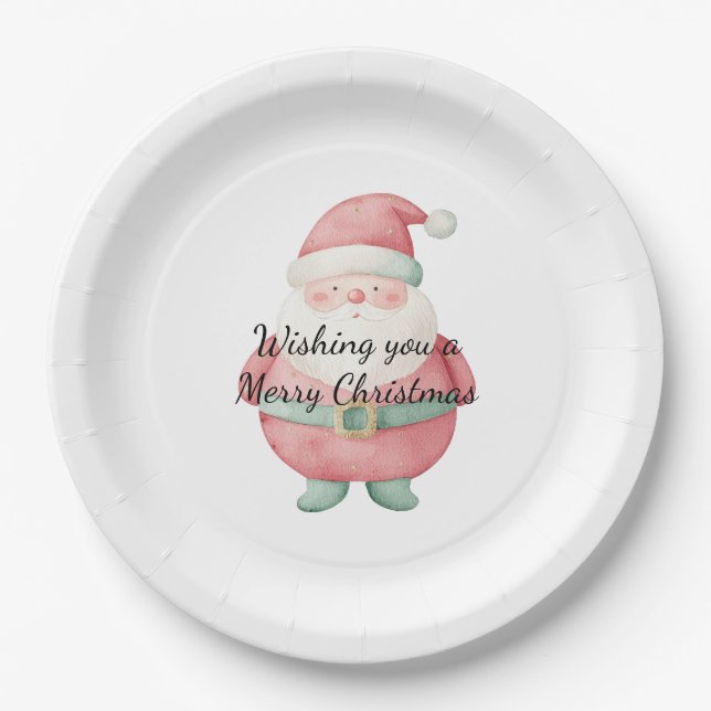 Assiettes En Carton Noël Père Noël (Devant)