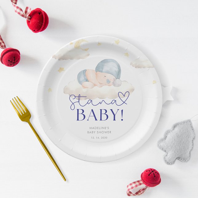 Assiettes En Carton Noël Père Noël Baby Boy Douche (Créateur téléchargé)