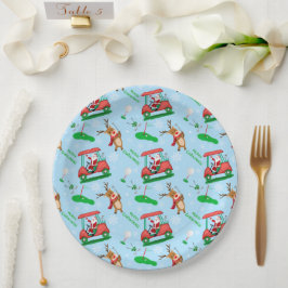 Assiettes En Carton Noël Père Noël Golf avec Motif de rennes