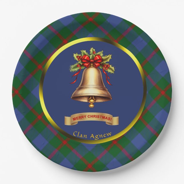 Assiettes En Carton Noël personnalisé Agnew Tartan (Devant)