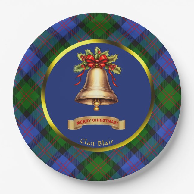 Assiettes En Carton Noël personnalisé Blair Tartan (Devant)