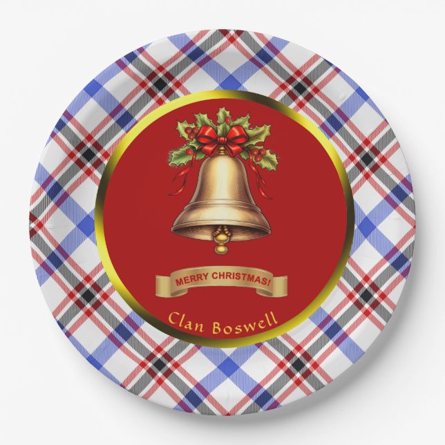 Assiettes En Carton Noël personnalisé Boswell Tartan (Devant)