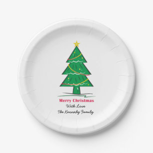 Assiettes En Carton Noël personnalisé de famille d'arbre de Noël