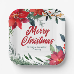Assiettes En Carton Noël Poinsettia Floral Company Fête