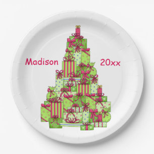 Assiettes En Carton Noël présente le nom de l'arbre personnalisé