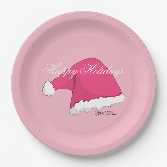 Assiettes En Carton Noël rose (Devant)