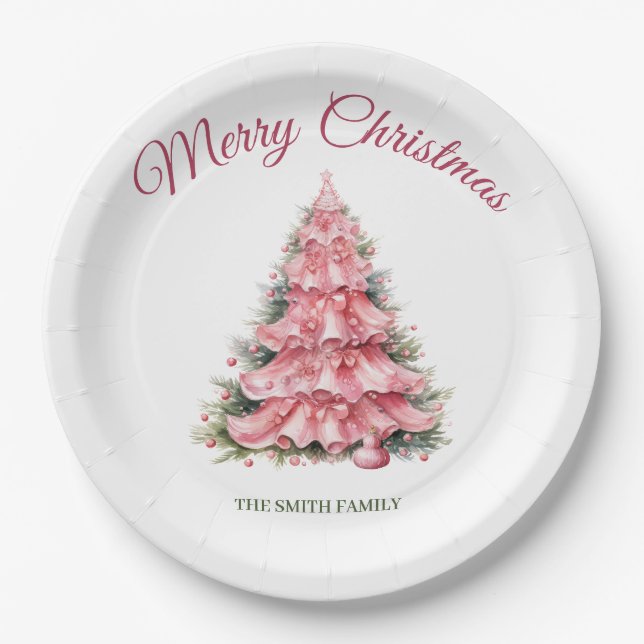 Assiettes En Carton Noël rose (Devant)
