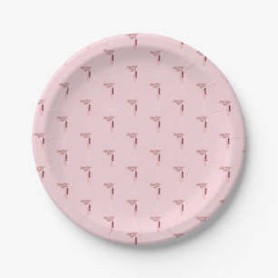 Assiettes En Carton Noël rose étincelant