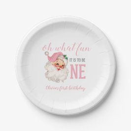 Assiettes En Carton Noël rose Père Noël premier anniversaire