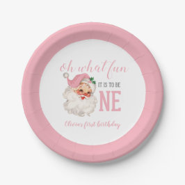 Assiettes En Carton Noël rose Père Noël premier anniversaire