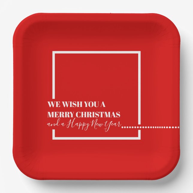 Assiettes En Carton Noël Rouge Joyeux Noël moderne (Recto)