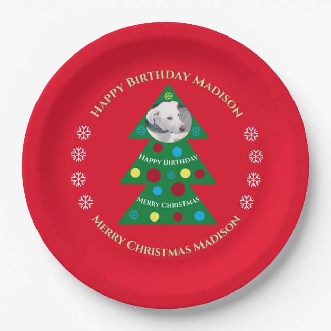 Assiettes En Carton Noël Rouge mignon Anniversaire Fête Fête (Devant)