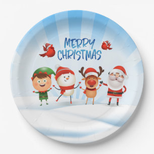 Assiettes En Carton Noël Rudolf Le renne et les amis