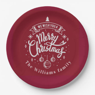 Assiettes En Carton Noël Souhaite Monogramme Plaque en papier