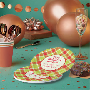 Assiettes En Carton Noël tartan nom cookie échange plaque papier