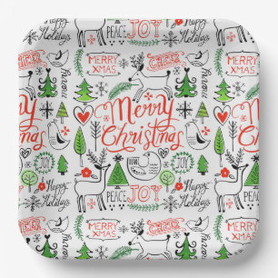 Assiettes En Carton Noël typographique