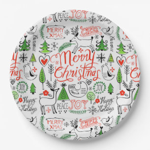 Assiettes En Carton Noël typographique