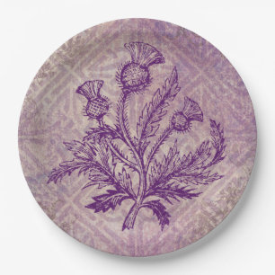 Assiettes En Carton Noeud celtique pourpre de chardon écossais