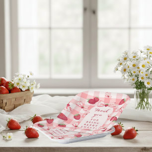 Assiettes En Carton Nœuds à carreaux rouges pour le premier anniversai