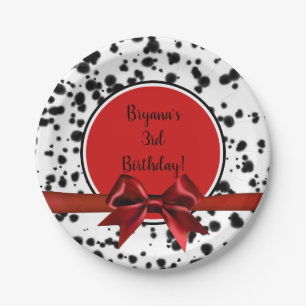 Assiettes En Carton Noir Blanc Rouge Bow Dalmatie Spots Anniversaire