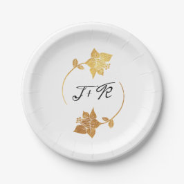 Assiettes En Carton Noir Blanc Solaire Monogramme Initiales Floral