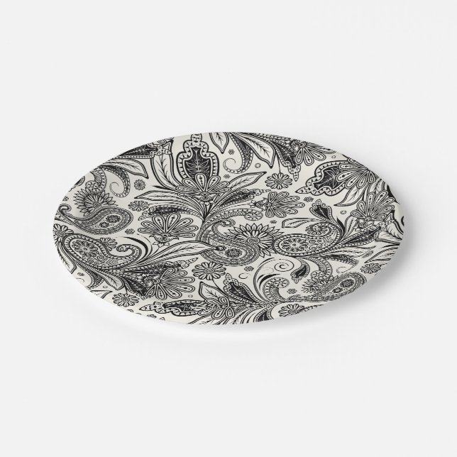 Assiettes En Carton Noir et blanc (Angle)