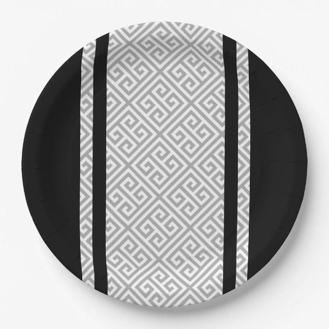 Assiettes En Carton Noir et blanc (Devant)
