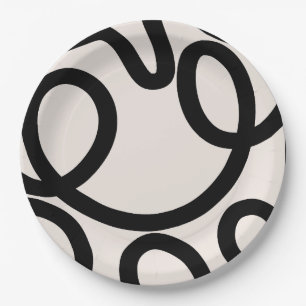 Assiettes En Carton Noir et blanc Abstrait