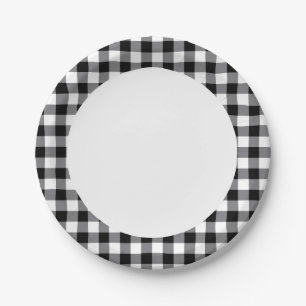Assiettes En Carton Noir Et Blanc En vichy