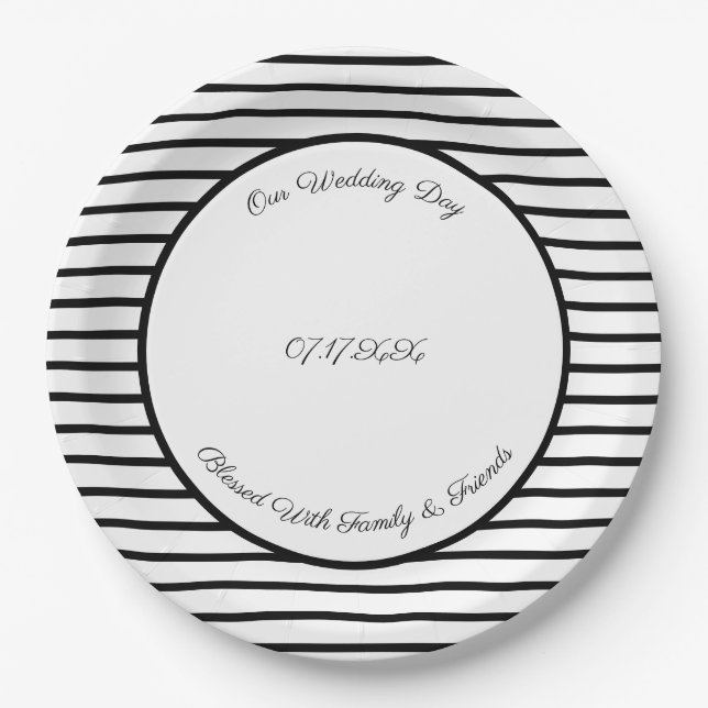 Assiettes En Carton Noir Et Blanc Moderne (Devant)