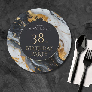 Assiettes En Carton Noir et or N'importe quel âge Anniversaire