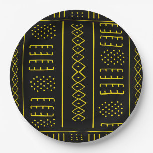 Assiettes En Carton Noir et style d'Africain d'or