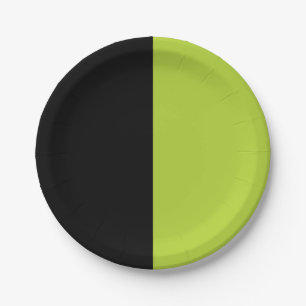 Assiettes En Carton Noir et vert néon