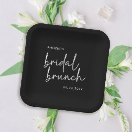 Assiettes En Carton Noir minimaliste Script Bridal Brunch