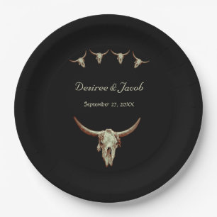 Assiettes En Carton Noir occidental Russe Mariage Vache Taureau crâne