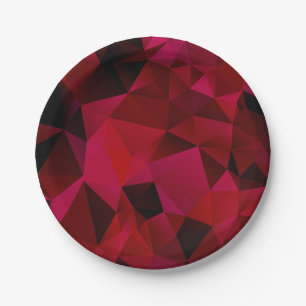 Assiettes En Carton Noir rouge, polygonal