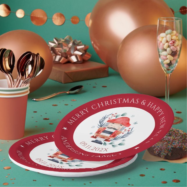 Assiettes En Carton Noisette de Noël composition papier frontière roug (Multi)
