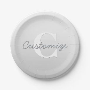 Assiettes En Carton Nom cursif ou autre texte avec monogramme   Dégrad