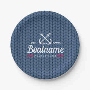 Assiettes En Carton Nom de bateau nautique personnalisé Laine nue