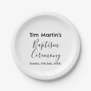 Assiettes En Carton nom de date de cérémonie de baptême catholique sim