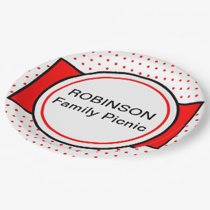 Assiettes En Carton Nom de la famille Pois rouge