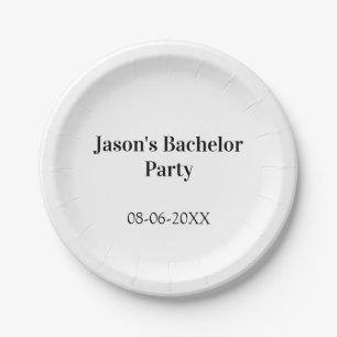 Assiettes En Carton Nom de la fête de Bachelor date simple minimal mei
