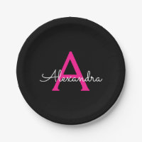 Nom de monogramme féminin écriture noir rose chaud