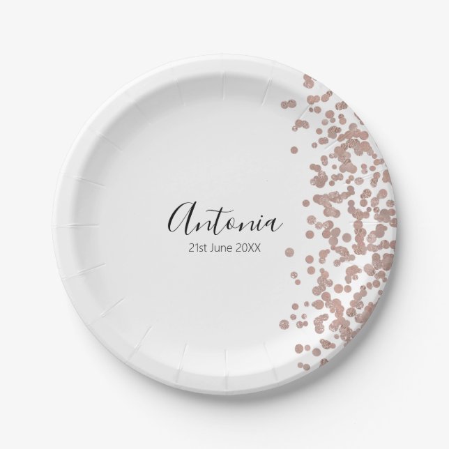 Assiettes En Carton Nom d'écriture élégant pour anniversaire (Devant)