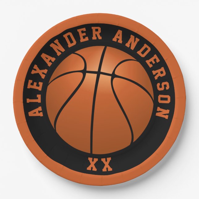Assiettes En Carton Nom du basket-ball et Jersey Personnaliser (Devant)