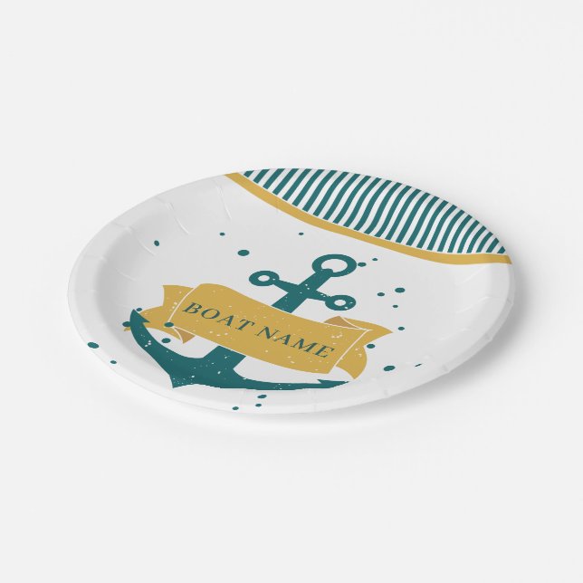 Assiettes En Carton Nom du bateau nautique Personnalisé (Angle)