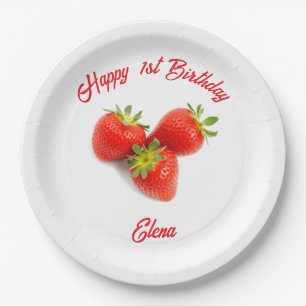 Assiettes En Carton Nom Monogram Red Fresh Natural Strawberries