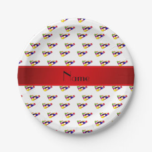Assiettes En Carton Nom personnalisé billiard blanc boules rouge bande