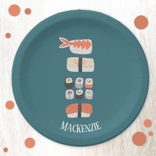Assiettes En Carton Nom personnalisé du sushi japonais mou